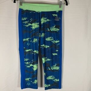 Reebok Blue & Green Cropped Athletic Leggings